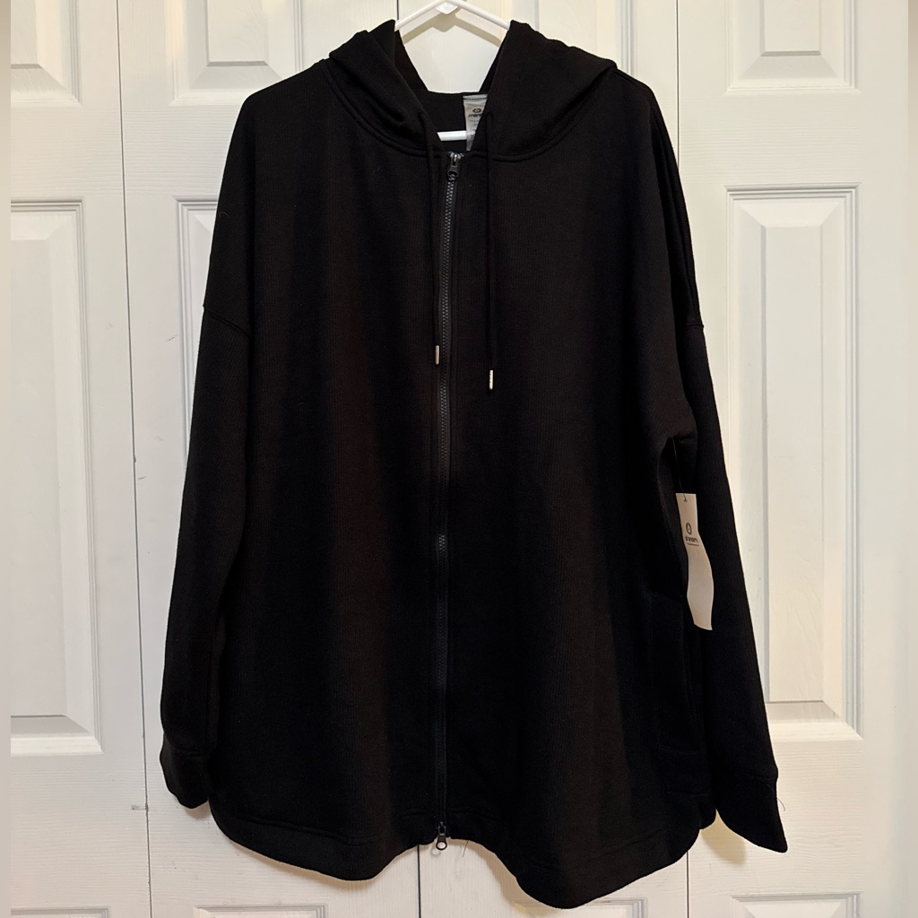 Mono B Black Zip-Up Jacket, Ribbed Fabric. Nwt, 3x